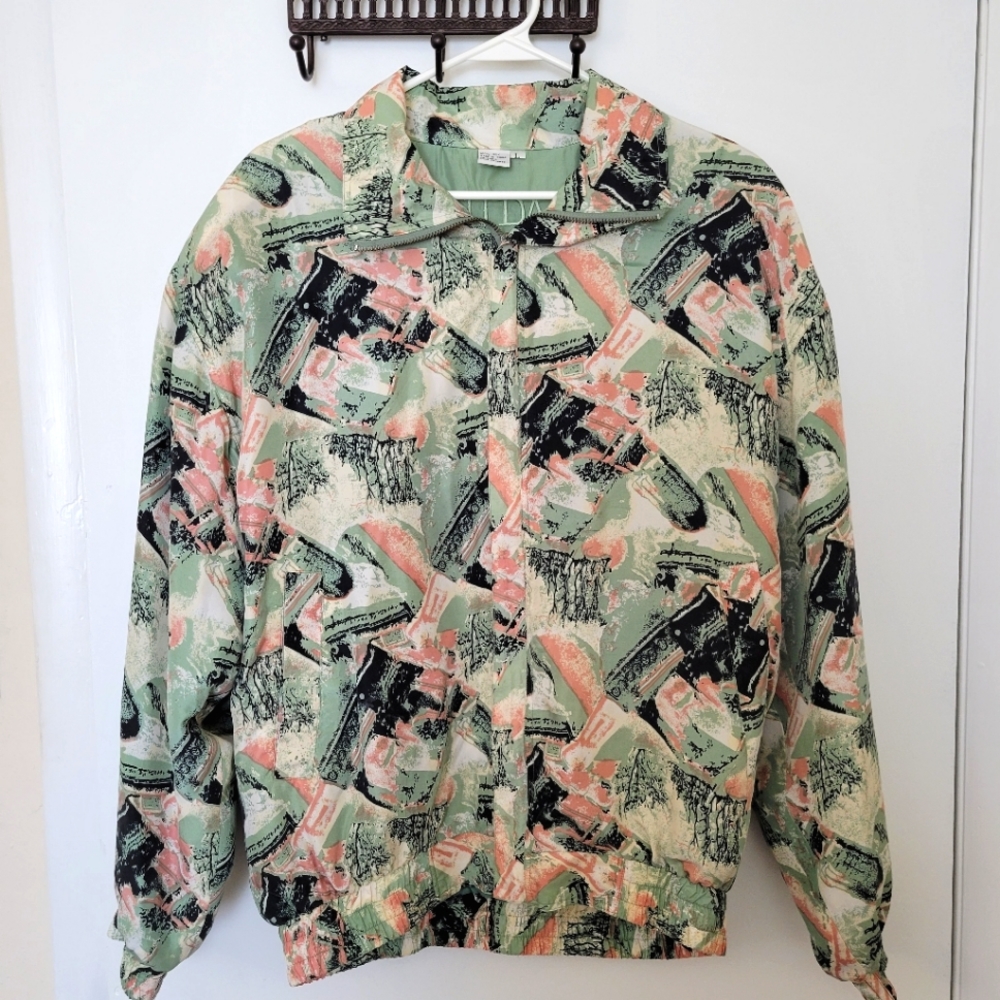 Vintage FUDA international 100% silk zip jacket L.